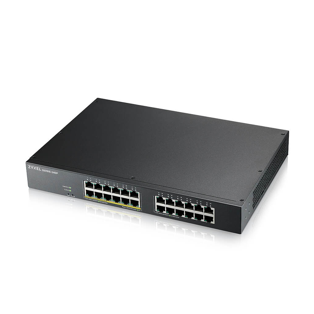 ZyXEL GS1915-24EP, 24 Port, GigaBit, 12 Port PoE 130W, Yonetilebilir, Sessiz, Masaustu Switch