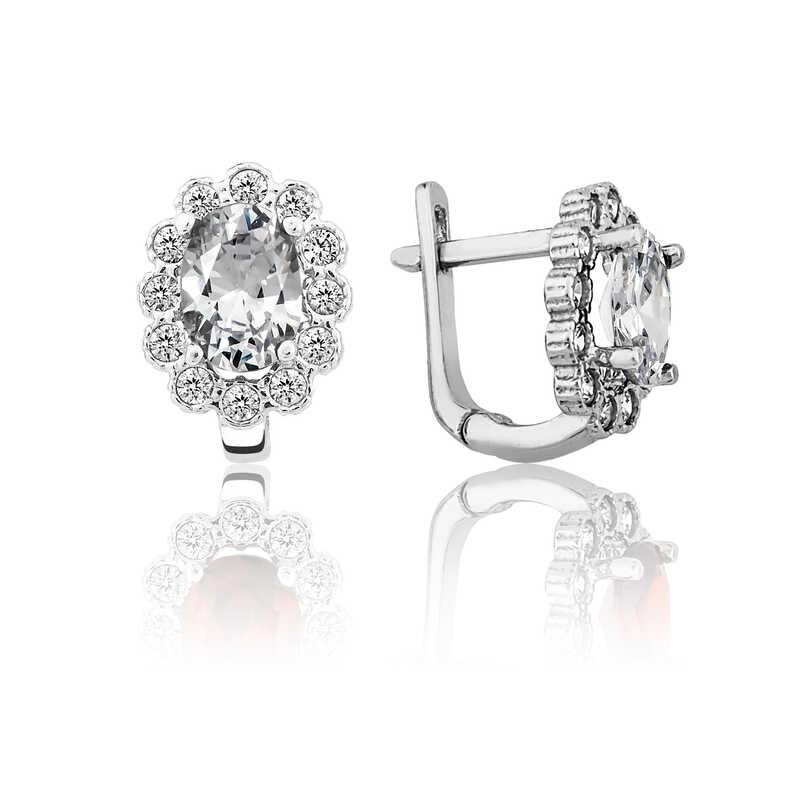 Gumus Beyaz Cicek Desenli J Kadin Kupe