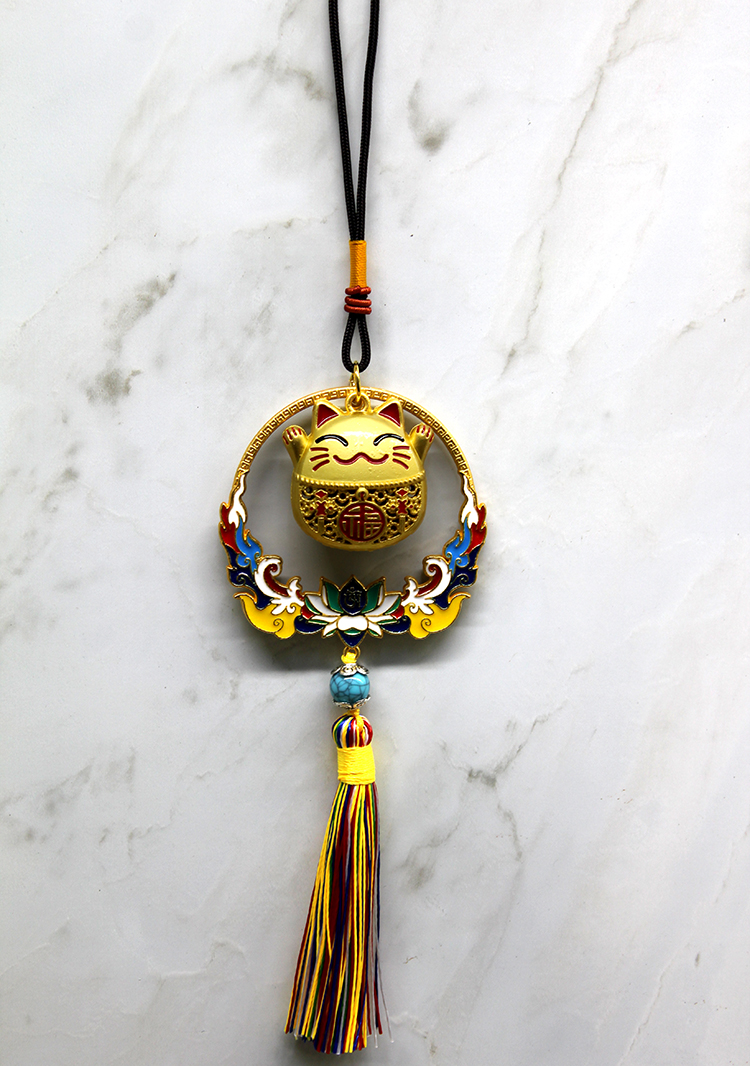 Renkli Puskullu Sans Kedisi Feng Shui Askilik