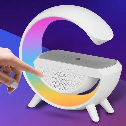 Bluetooth Hoparlorlu Kablosuz Sarj Ozellikli Masa Lambasi Gece Lambasi