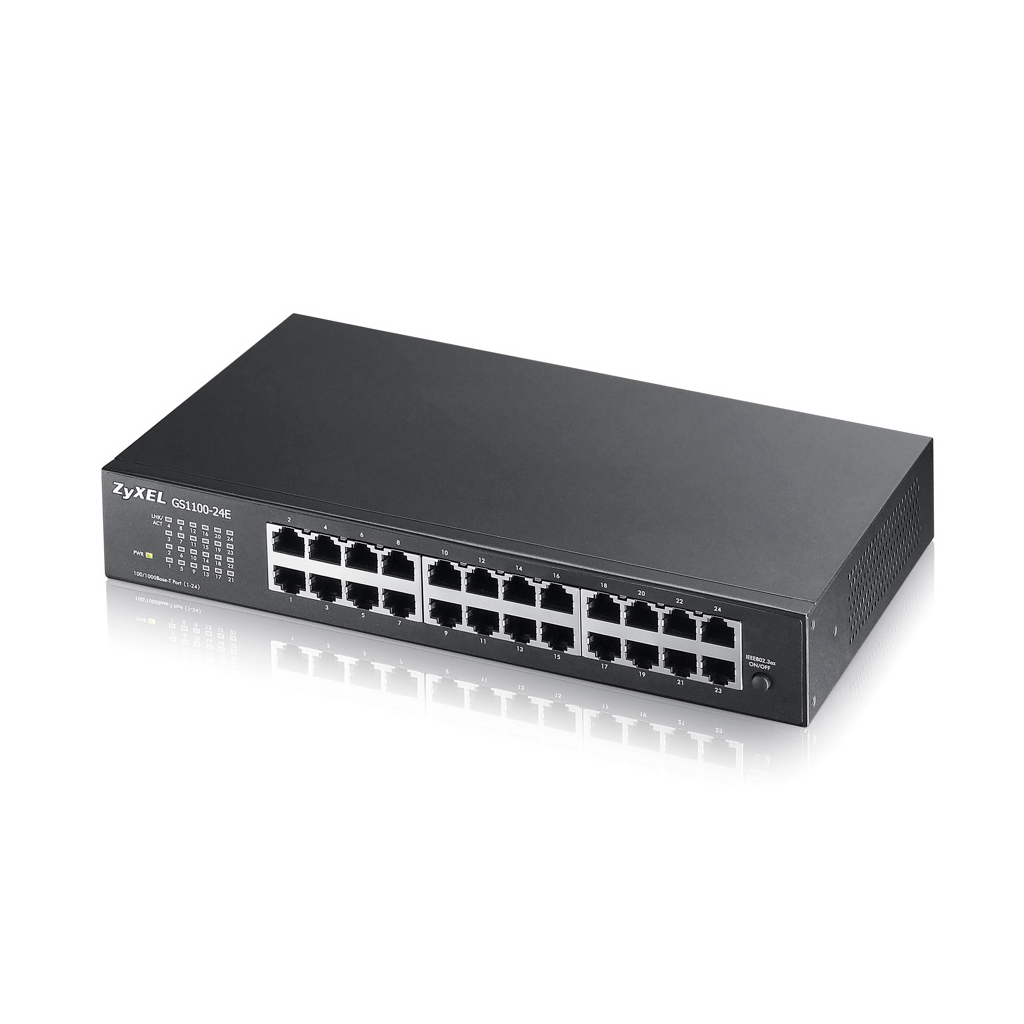 ZyXEL GS1100-24E V3, 24 Port, GigaBit, Yonetilemez, Sessiz, Rackmount Switch