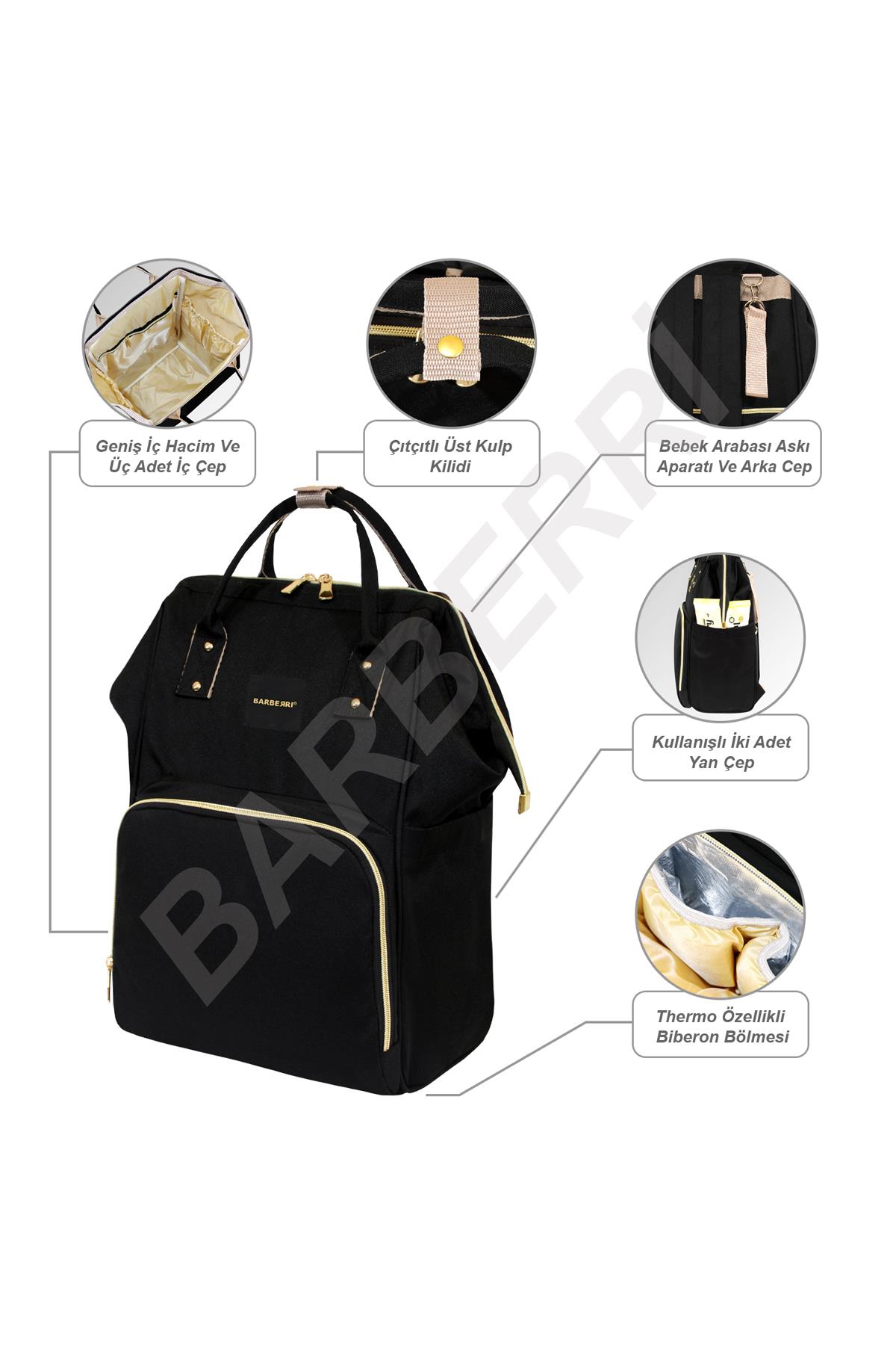 Cok Amacli Anne Bebek Bakim Sirt Cantasi Klasik Siyah