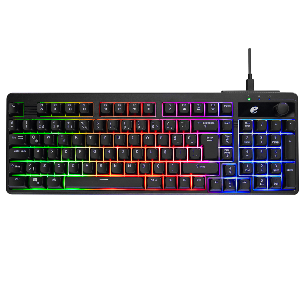 ACER eMachines, EAK860, Siyah, USB Kablolu, Rainbow Backlight, Membran Tuslar, Turkce Q, 100 Tuslu, Gaming Klavye