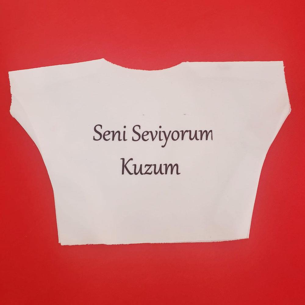 Seni Seviyorum Kuzum Yazili Oyuncak Pelus Tisortu