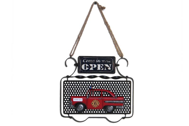 Dekoratif Metal Kapi Yazisi Araba Dekorlu Vintage Hediyelik