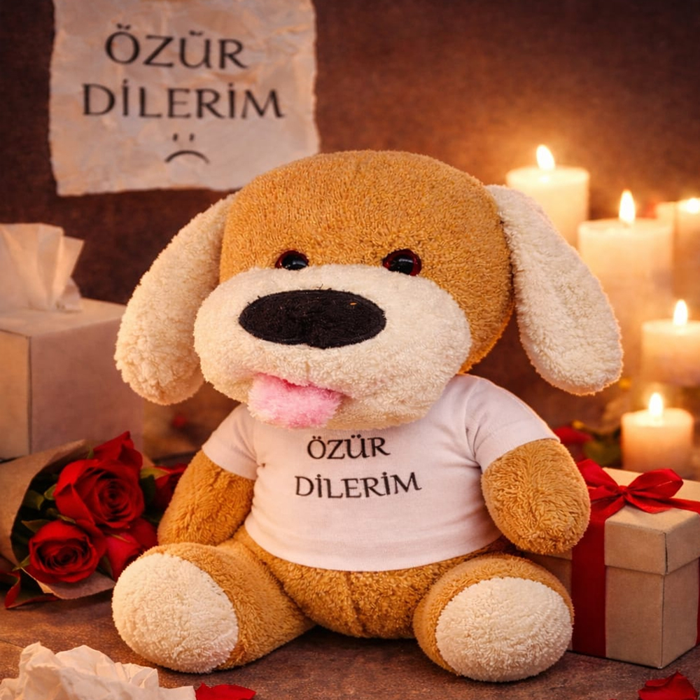 Ozur Dilerim Tisortlu Pelus Oyuncak Kopek