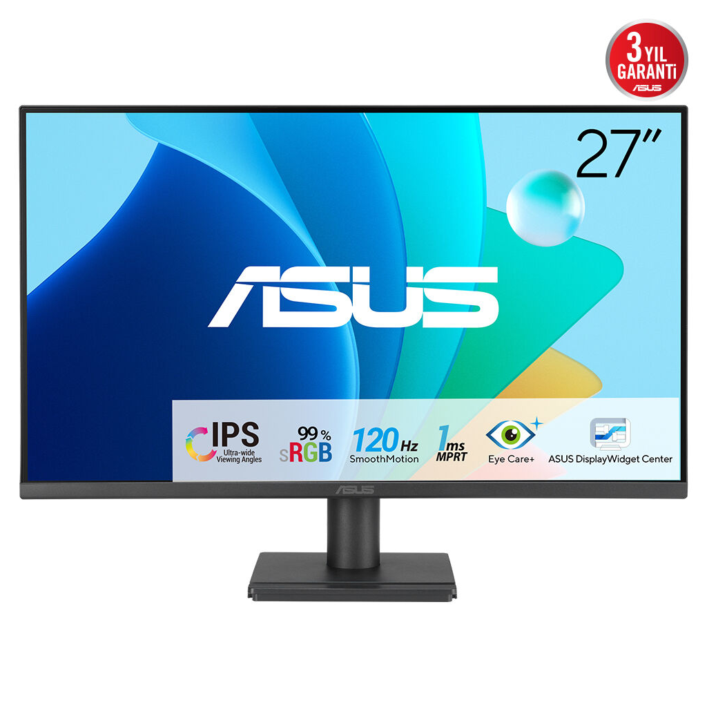 ASUS VA279HG 27" 1ms, 120Hz, Full HD, HDMI, VGA, IPS LED, Cercevesiz Tasarim, Dusuk Mavi Isik, FreeSync Kurumsal Monitor