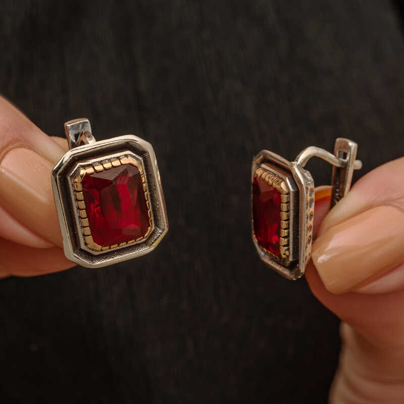 Gumus Yakut Tasli Otantik Kadin Kupe