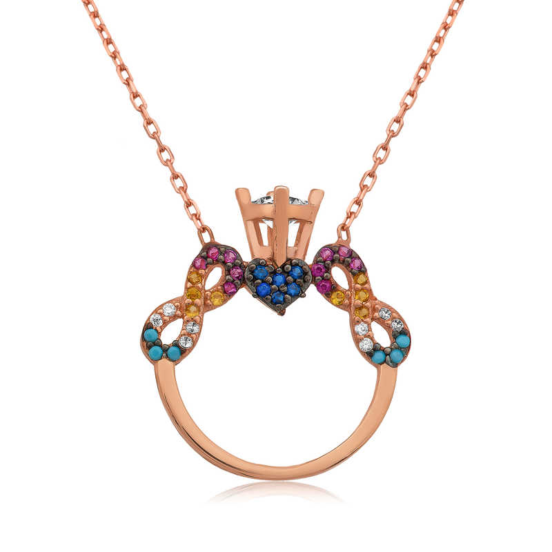 925 Ayar Gumus Tek Tas Sonsuz Ask Kadin Gumus Kolye