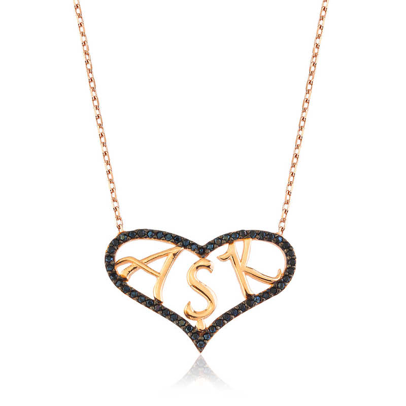 925 Ayar Gumus Kalpli Ask Kadin Gumus Kolye