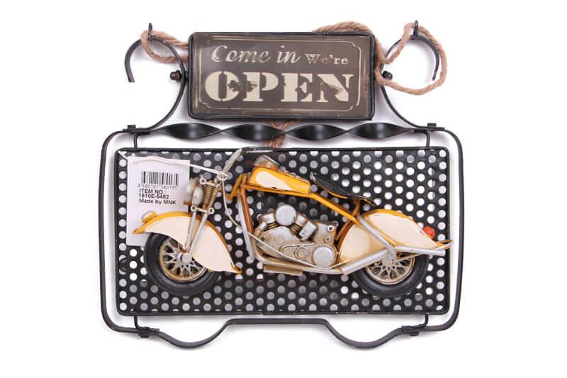 Dekoratif Metal Kapi Yazisi Motosiklet Dekorlu Vintage Hediyelik
