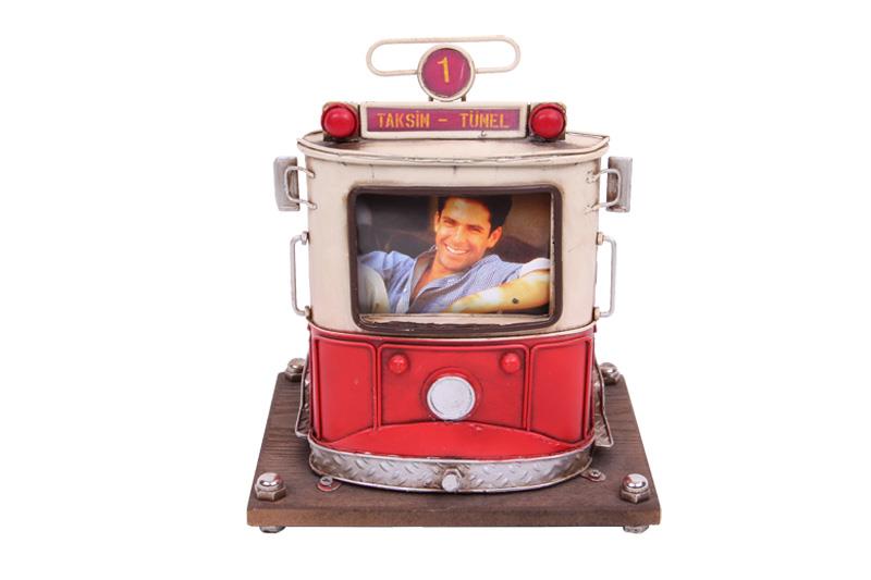 Dekoratif Metal Kalemlik Cerceveli Tramvay Temali Hediyelik