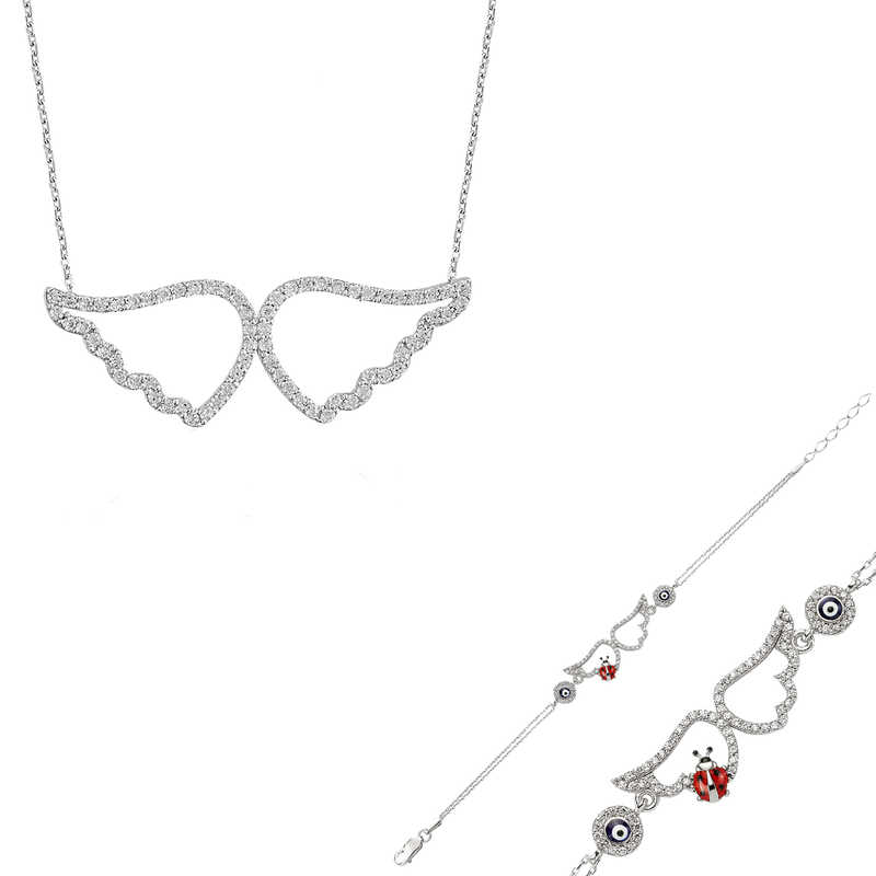 925 Ayar Gumus Melek Kanadi Set