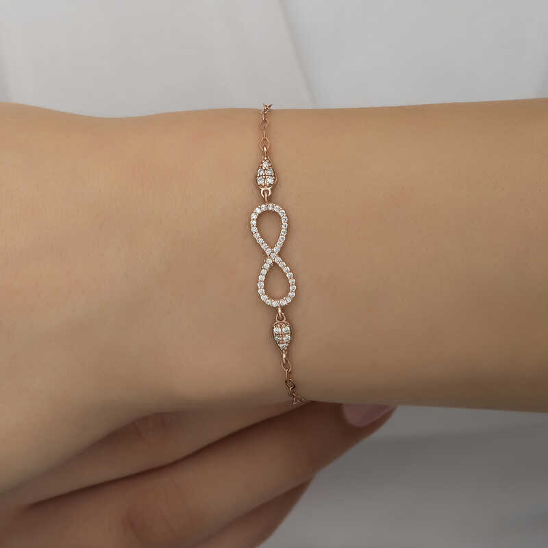 925 Ayar Gumus Rose Sonsuzluk Kadin Bileklik