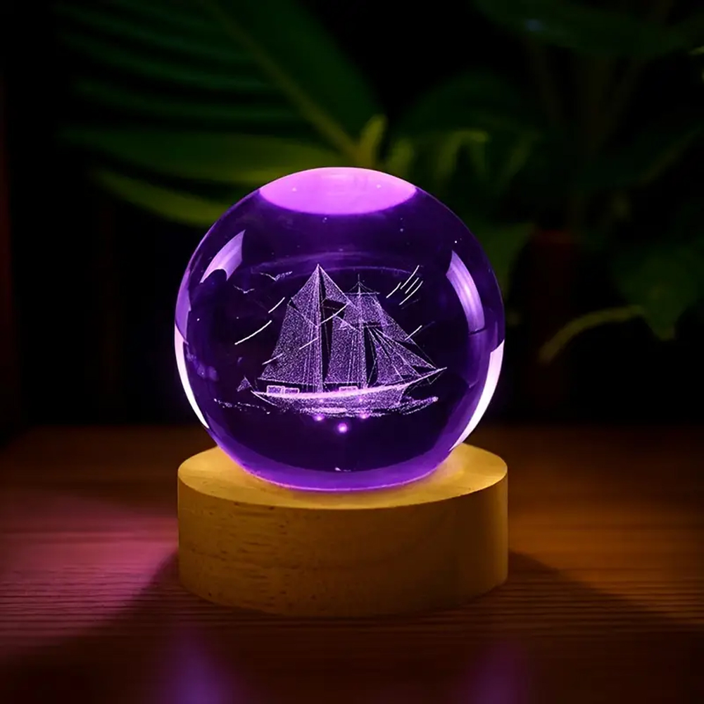 Gemi Motifli Renk Degistiren Cam Kure