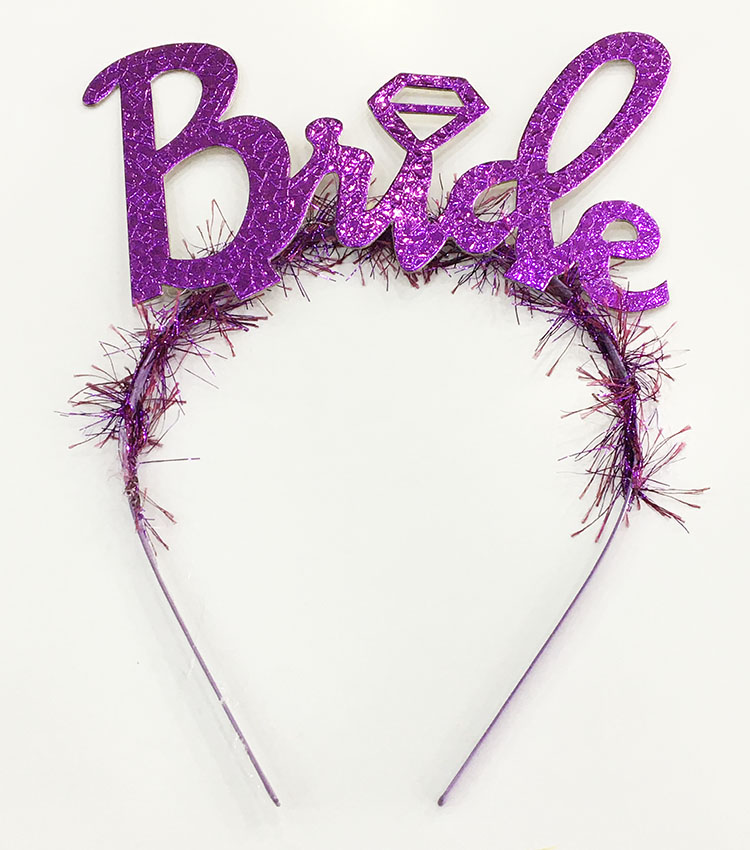 Parti Mor Renk Bekarliga Veda Italik Yazi Alyansli Bride Tac