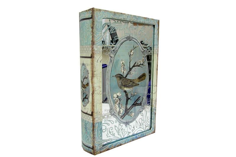 Kutu Kitap Aynali Dalda Kus Kitap Kutusu Dekoratif Hediyleik