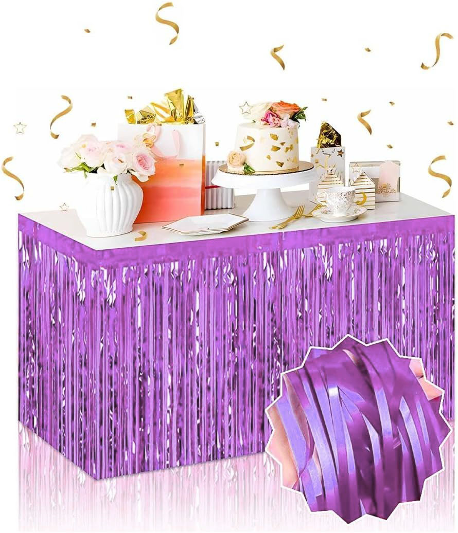 Kendinden Yapiskanli Mor Metalize Puskullu Masa Etegi – 75 x 275 cm Parti Suslemesi