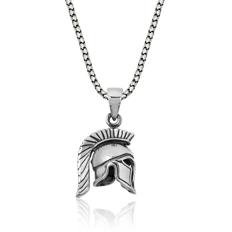 ​925 Ayar Gumus Sovalye Migfer Gumus Kolye