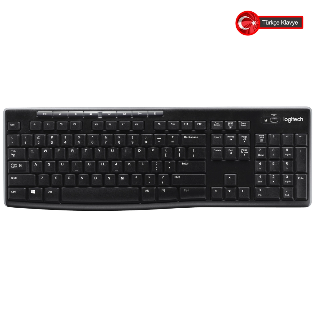 LOGITECH K270, Siyah, 920-003761, Kablosuz, Turkce Q, Multimedya Klavye