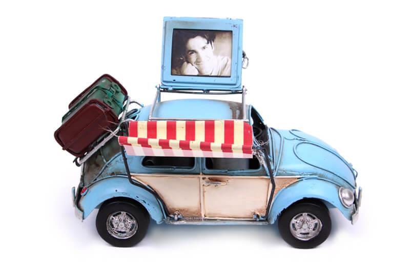 Dekoratif Metal Araba Cerceveli ve Tenteli Vintage Hediyelik