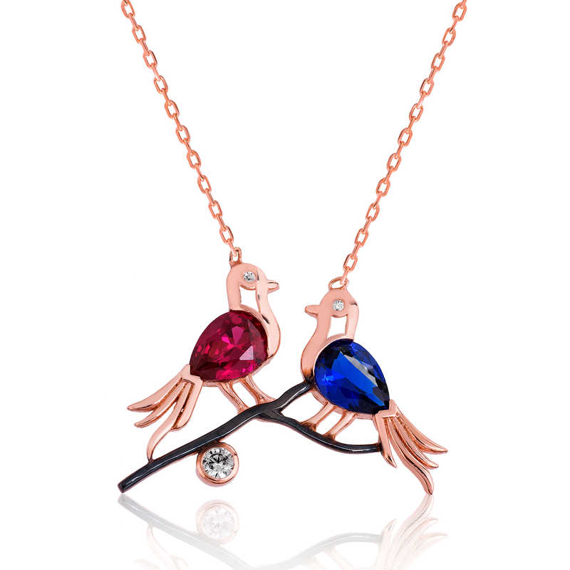 925 Ayar Gumus Guvercinler Kadin Gumus Kolye