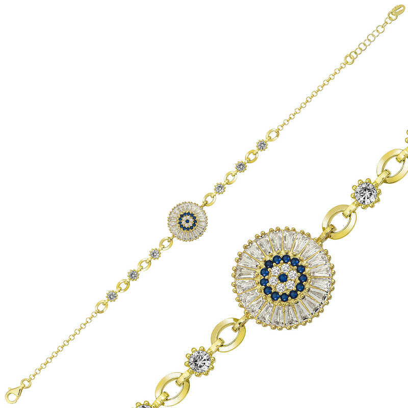 ​Gumus Gold Baget Tasli Nazar Bileklik