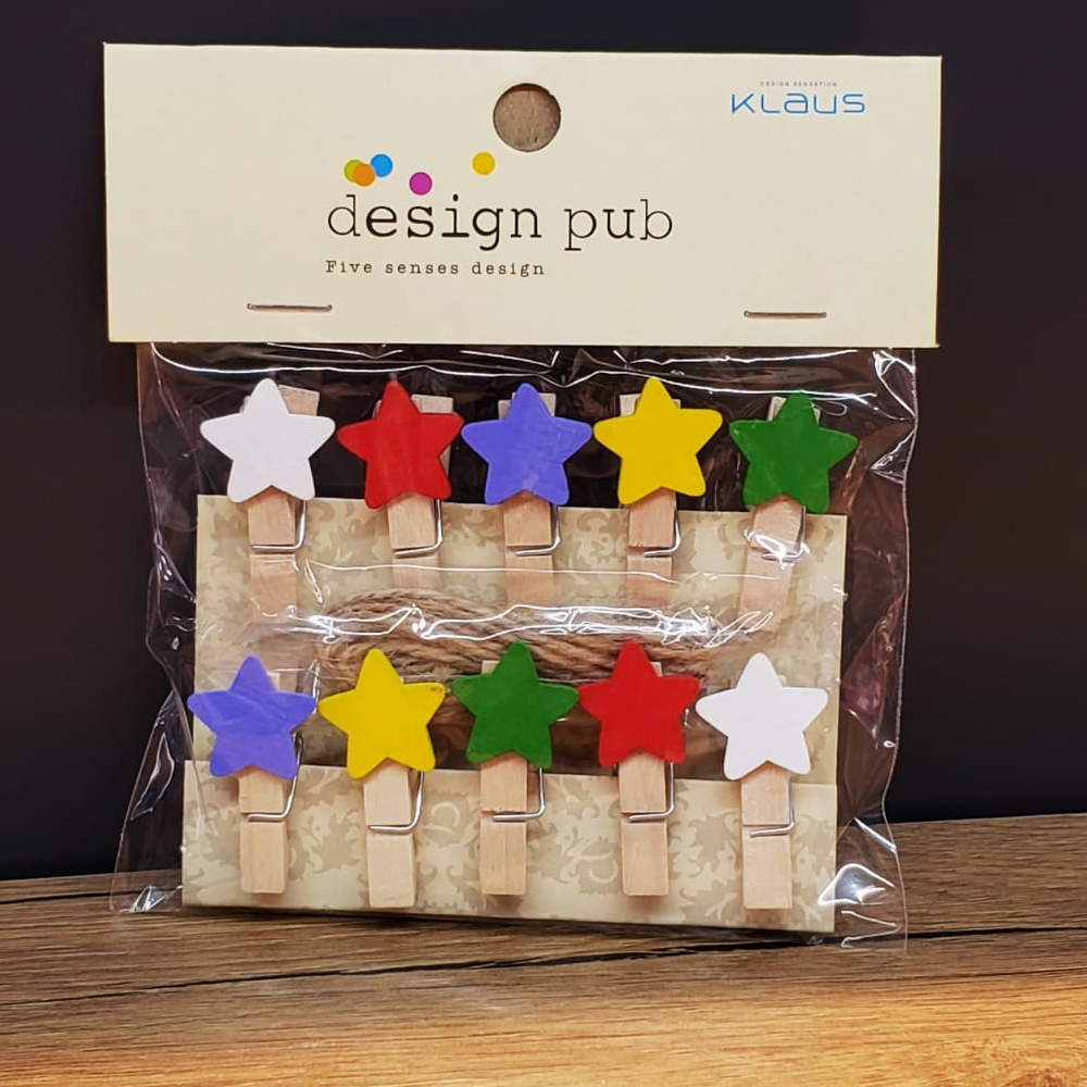 Yildiz Tasarimli Mini Fotograf Mandallari