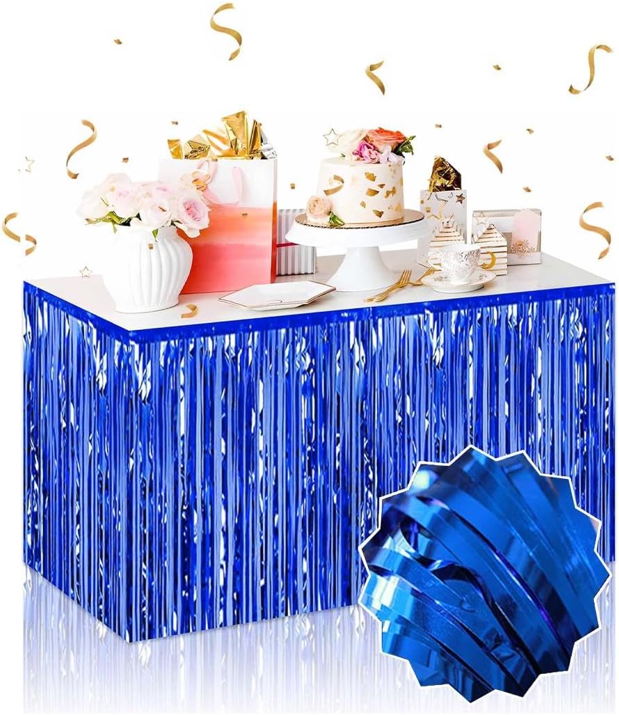 Kendinden Yapiskanli Mavi Metalize Puskullu Masa Etegi – 75 x 275 cm Parti Suslemesi