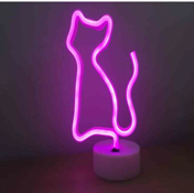 Neon Isikli Kedi Lamba USB+Pil Dekoratif Aydinlatma