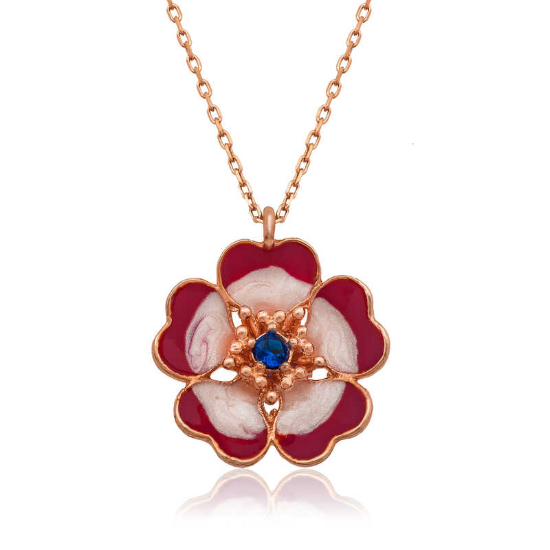 925 Ayar Gumus Manolya Cicegi Kadin Gumus Kolye