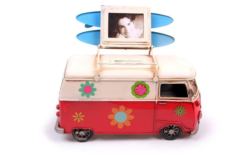 Metal Minibus Cerceveli Kumbarali Biblo Dekoratif Hediyelik