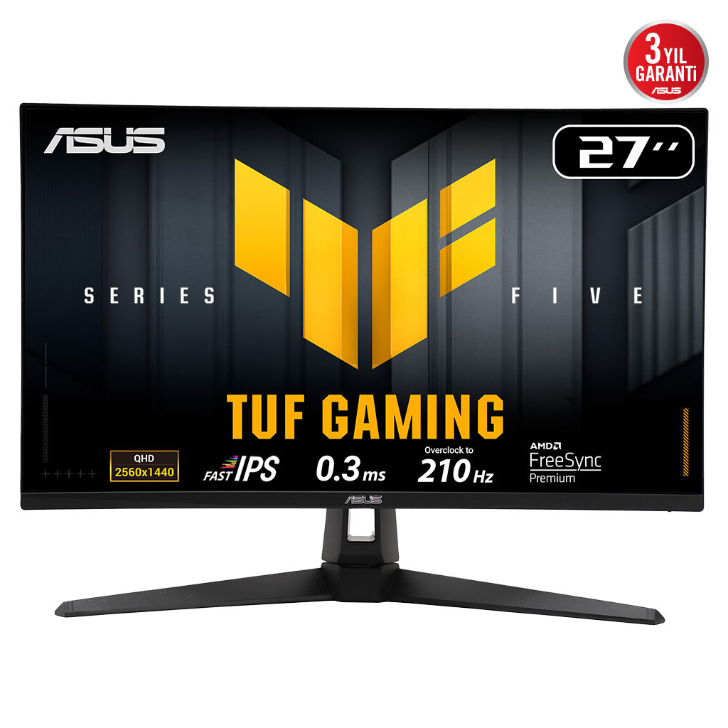 ASUS TUF GAMING VG27AQ5A 27" 0.3ms, 210Hz, QHD, DP, 2xHDMI, USB, Hoparlor, Fast IPS LED, ELMB Sync Premium, GAMING Monitor