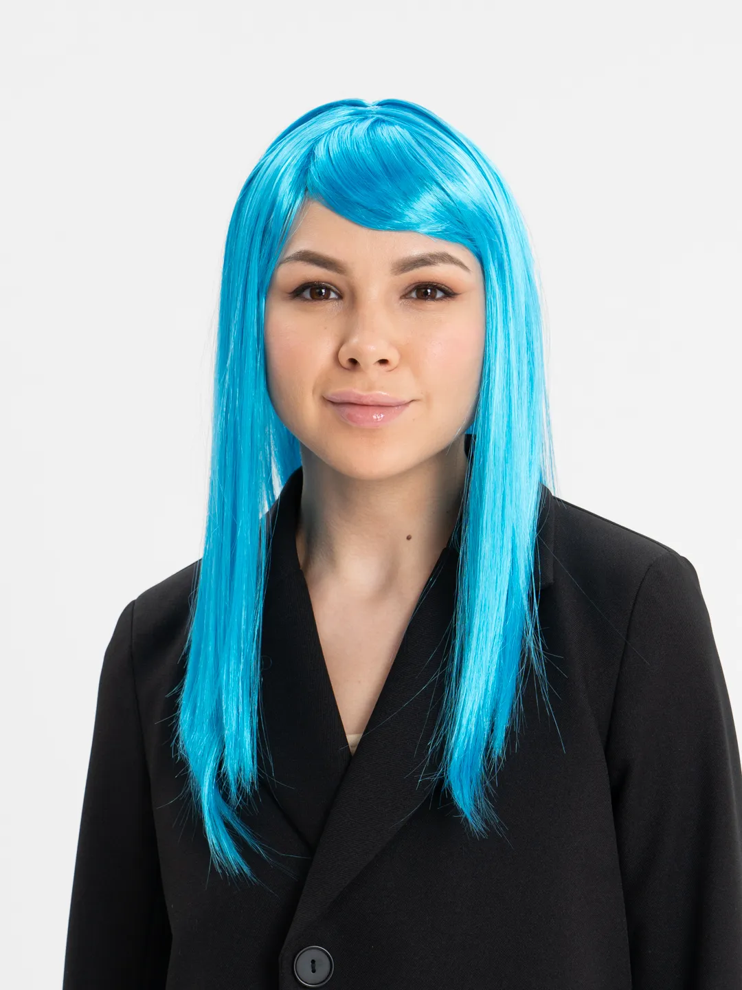 Acik Mavi Renk Uzun Duz Parti Perugu