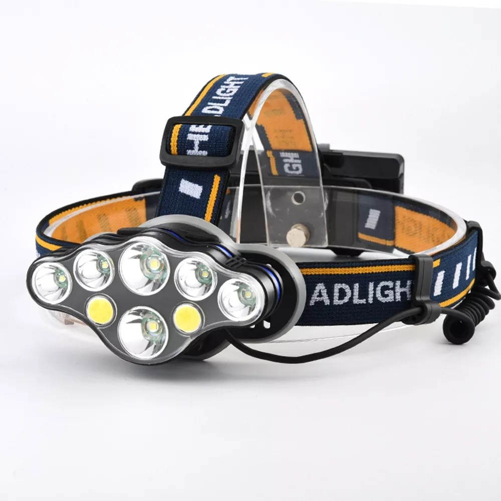 Guclu USB Sarj Edilebilir Profesyonel 8 Modlu 6000 Lumen 8 LED Su Gecirmez Kafa Lambasi