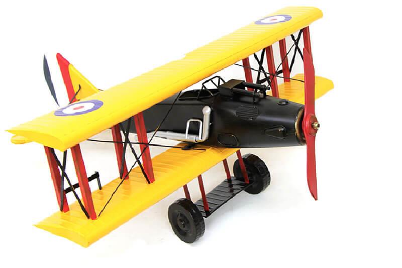 Dekoratif Metal Ucak Cift Kanatli Vintage Ev Ofis Hediyelik