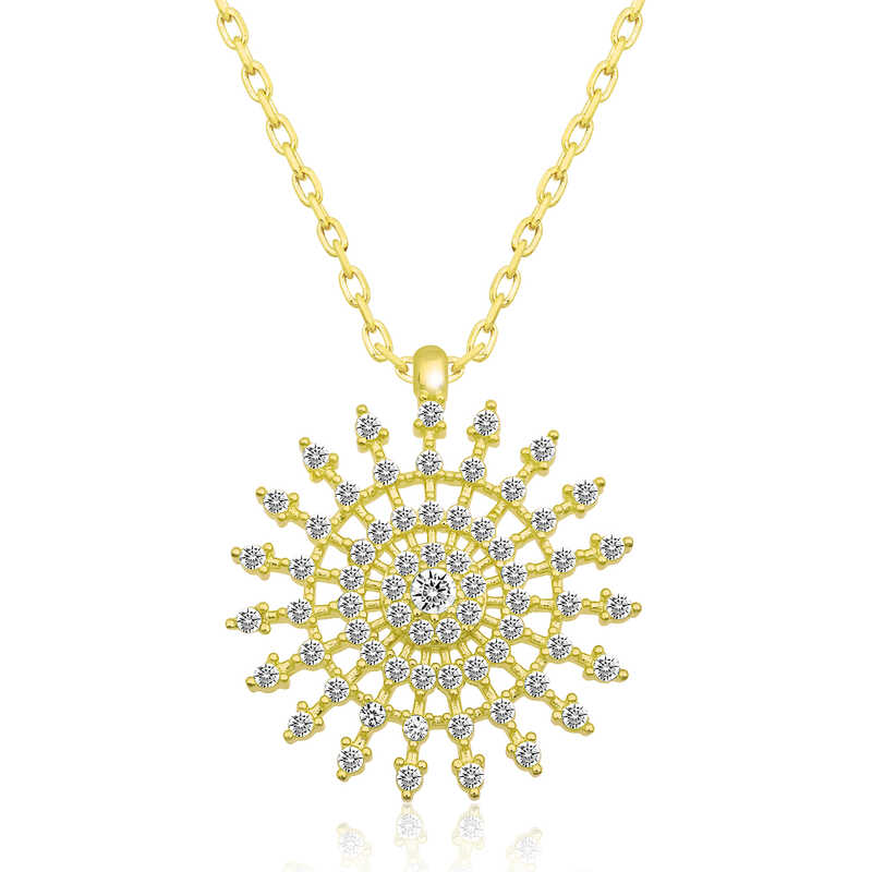 925 Ayar Gumus Gunes Kadin Gumus Kolye