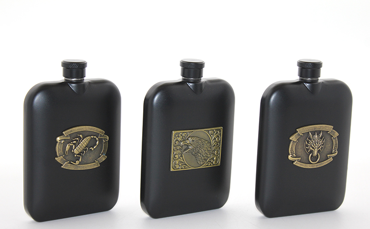 Paslanmaz Celik Kabartmali Tekli 6 Oz Matara