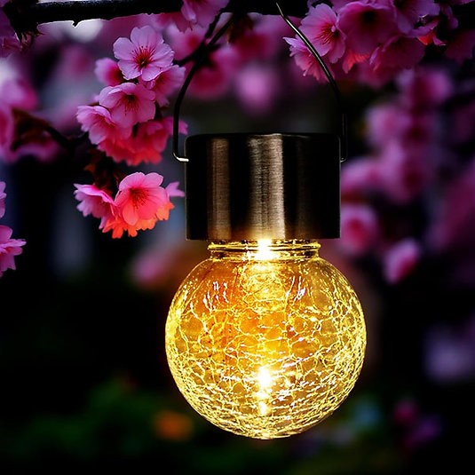 Kirik Cam Tasarimli Gunes Enerjili Askili Led Isik Dekor