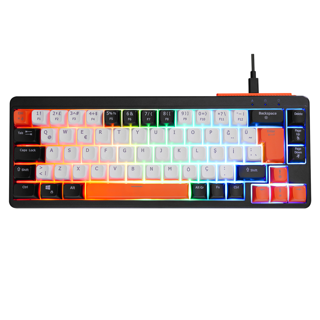 ACER eMachines, EAK810, Siyah, USB Kablolu, Rainbow Backlight, Membran Renkli Tuslar, Turkce Q, 68 Tuslu, Gaming Klavye