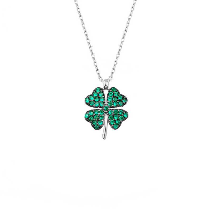 925 Ayar Gumus Dort Yaprakli Yonca Kadin Gumus Kolye