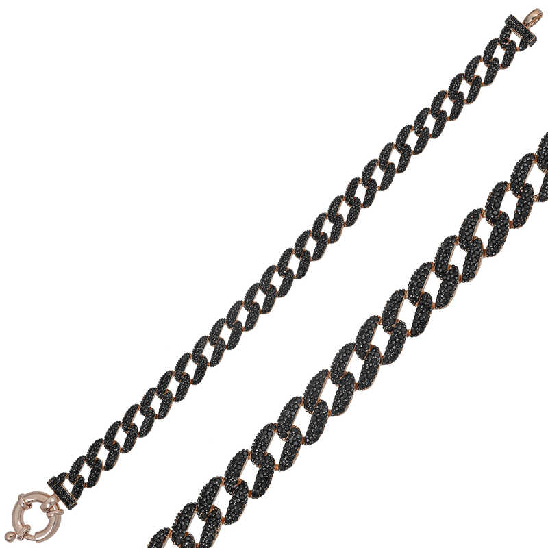 925 Ayar Gumus Siyah Tasli Gurmet Bileklik