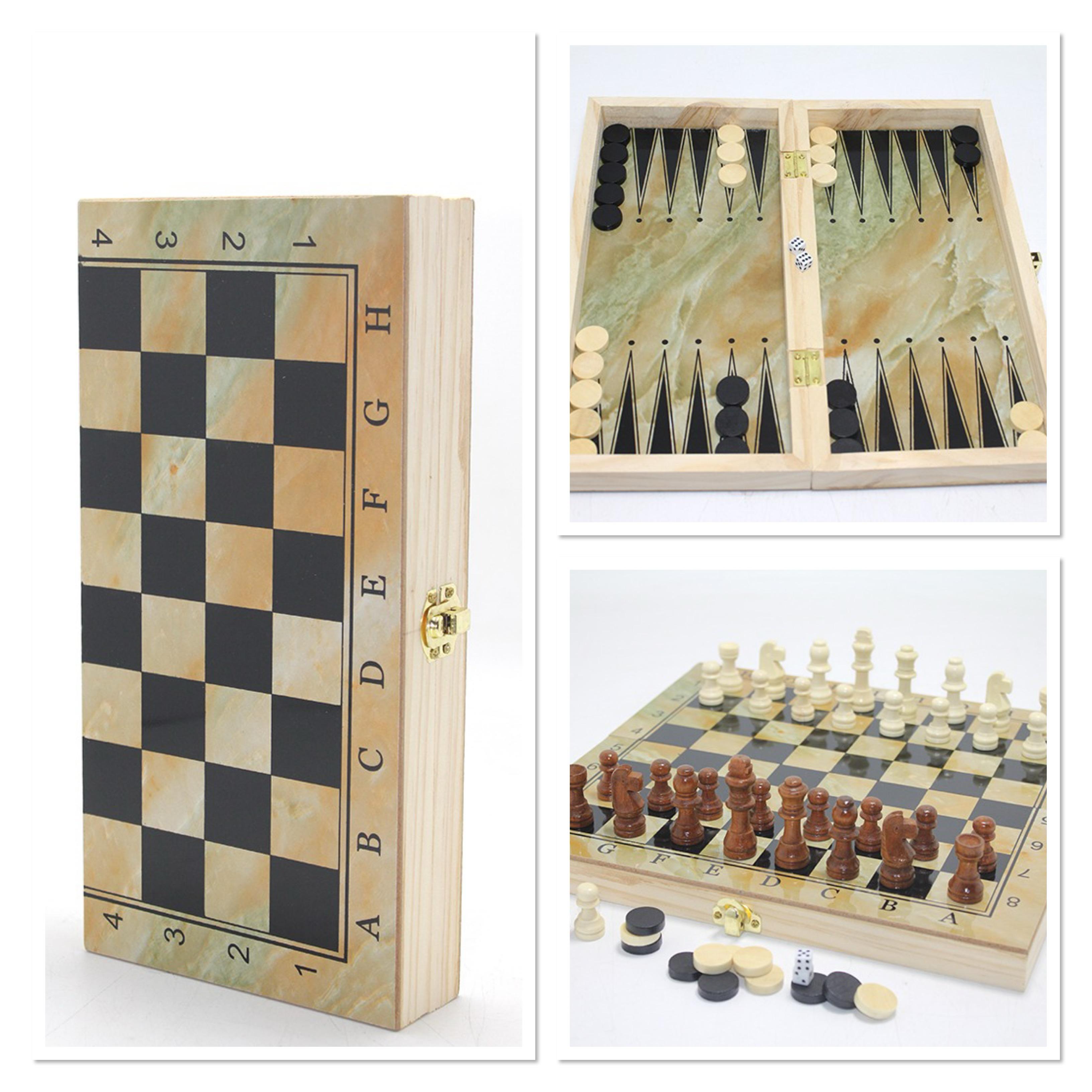Ahsap Kutulu Satranc ve Tavla Set