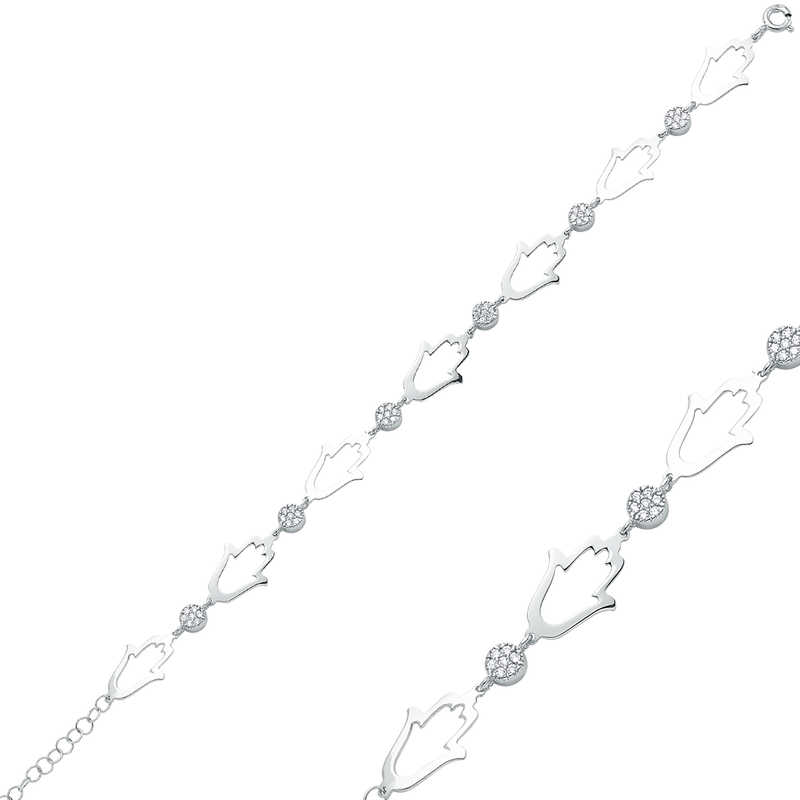 925 Ayar Gumus Fatma Ana Eli Bileklik