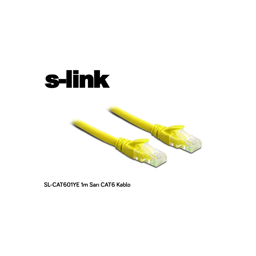 S-Link SL-CAT601YE, CAT6 Patch, 1Mt Kablo (Sari)
