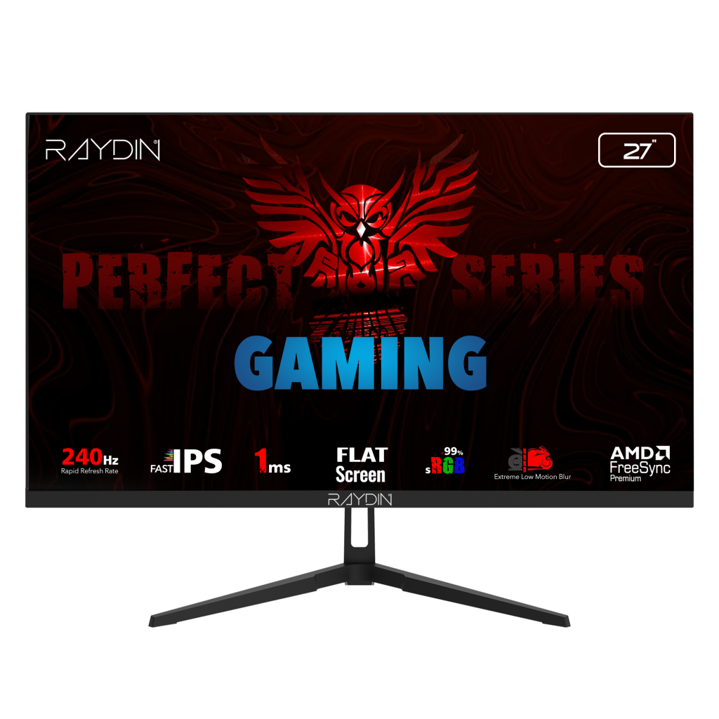 RAYDIN EC27DFI-240HZ, 27", 1ms, 240Hz, Full HD, HDMI, DP, IPS LED, Flat, Frameless, FreeSync Gaming Monitor