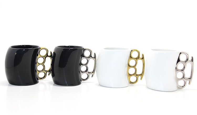 Porselen Musta Tasarimli Kupa Bardak