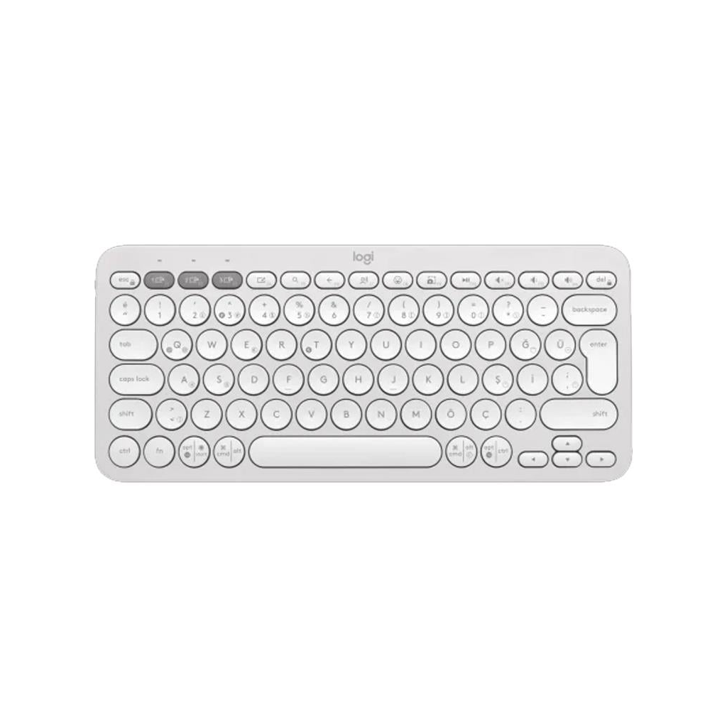 LOGITECH K380S, Pebble Keys 2,  Beyaz, 920-011860, Bluetooth, Turkce, Q, Multimedya, Mini Klavye