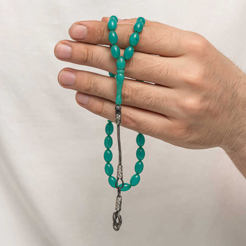 Gumus Kazaz Puskullu Sikma Kehribar Tesbih