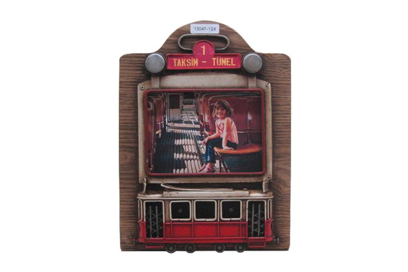 Dekoratif Metal Cerceve Tramvay Dekorlu Vintage Hediyelik